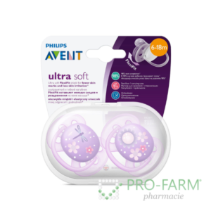 AVENT Ultra Soft Silicone Pacifier 6-18 m Girl x 2 pcs SCF227/22