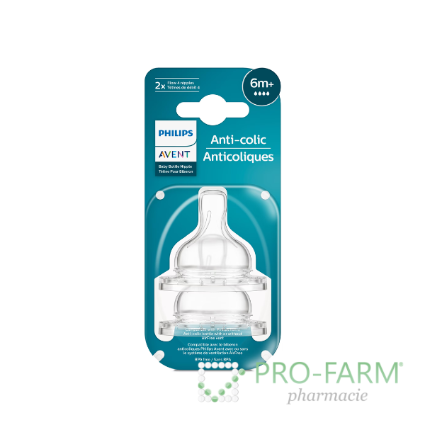 AVENT Anti-Colic Nipple For Bottle (6+ m) x 2pcs SCY764/02
