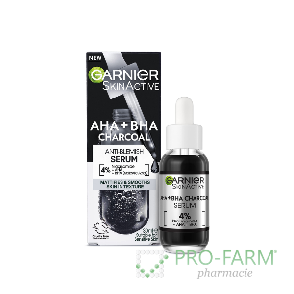 GARNIER Pure Active AHA+BHA Charcoal Serum 30 ml