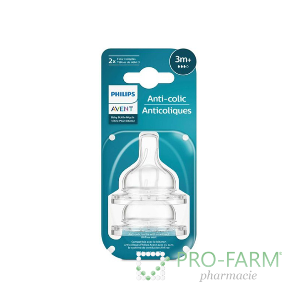 AVENT Nipple For Bottle Anti-Colic (3+ m) x 2pcs SCF763/02