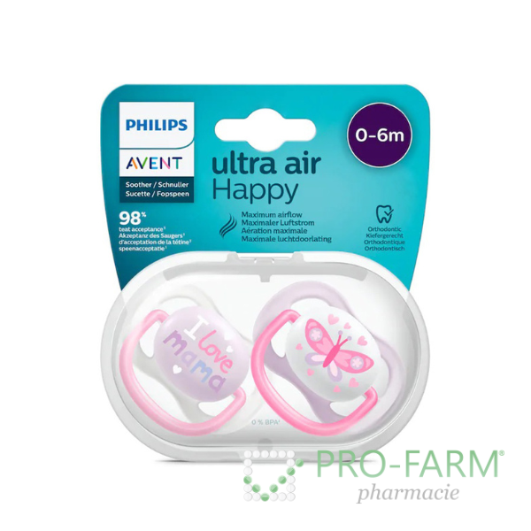 AVENT Soother Ultra Air Happy 0 - 6 m x2 SCF080/02