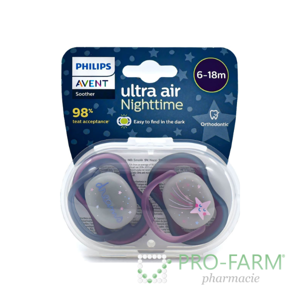 AVENT Soother Ultra Air Nighttime 6 - 18 m x2 SCF376/14
