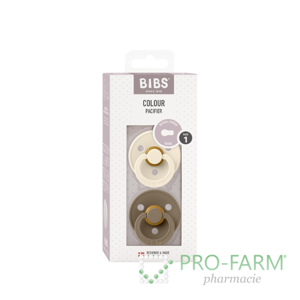 BIBS Colour 2 Pack - Ivory/Dark Oak 110358 Size 1